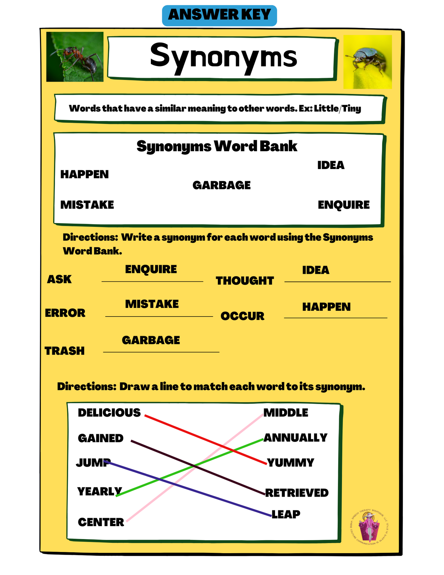 Synonyms: More of the Same Thing! (Digital Worksheets)