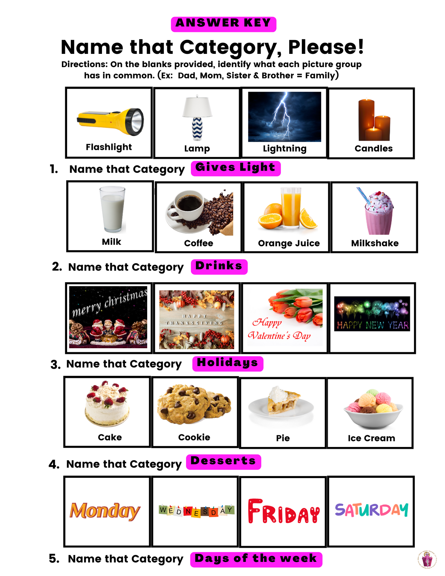 We Have Something in Common: Name That Category! (Digital Worksheets)