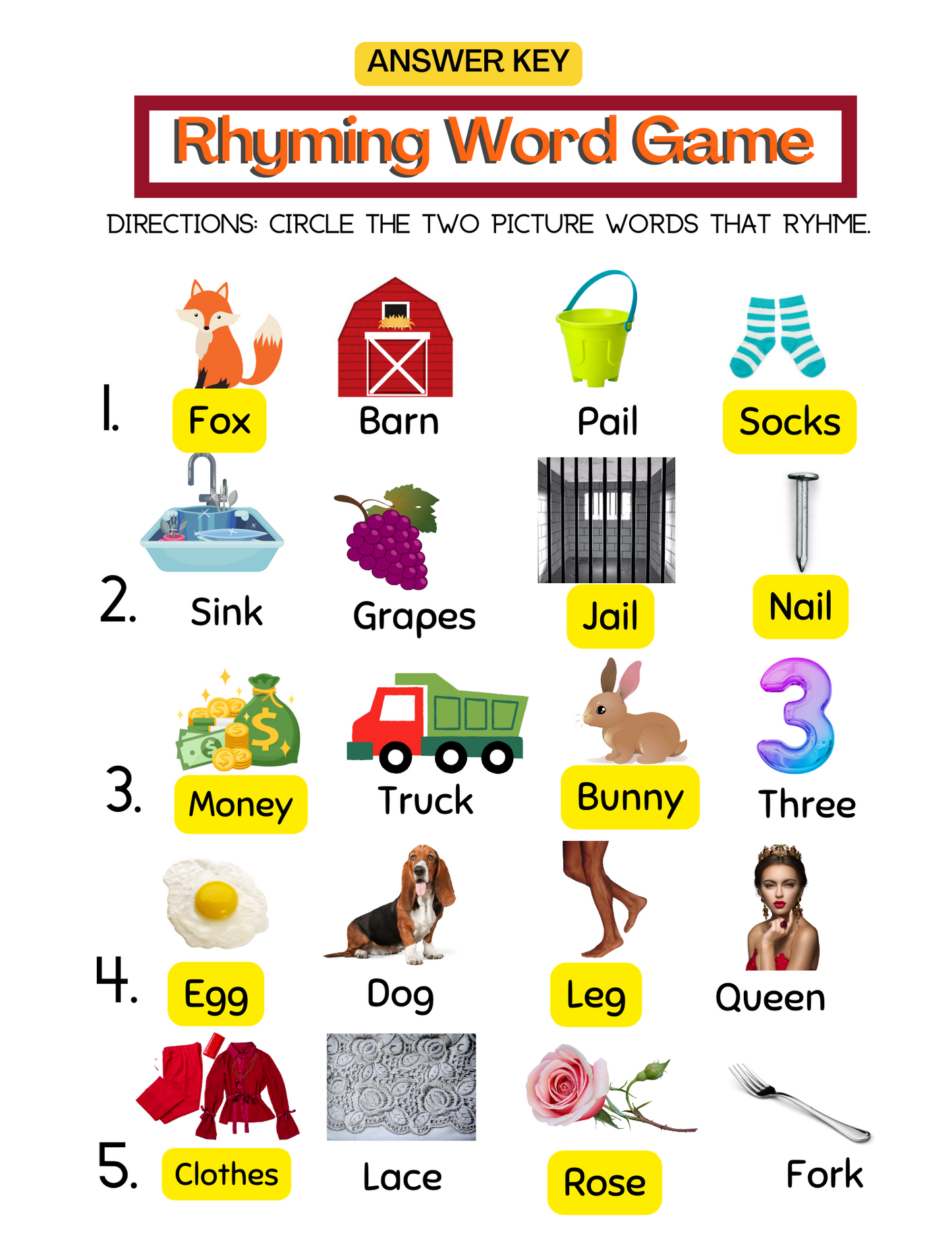 Rhyming Words: We Sound The Same In The End! (Digital Worksheets)