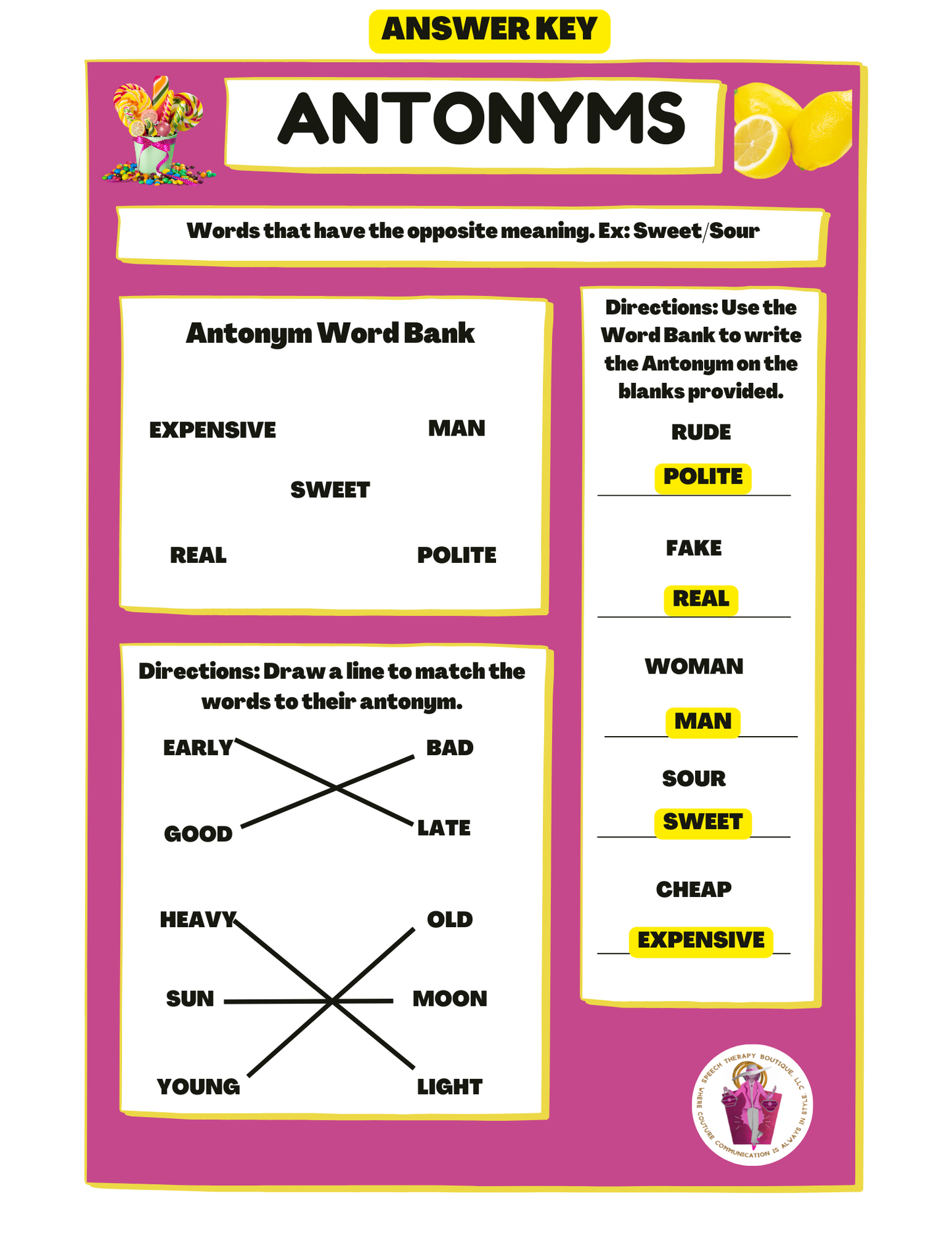 Antonyms: The World of Opposites Digital Worksheets