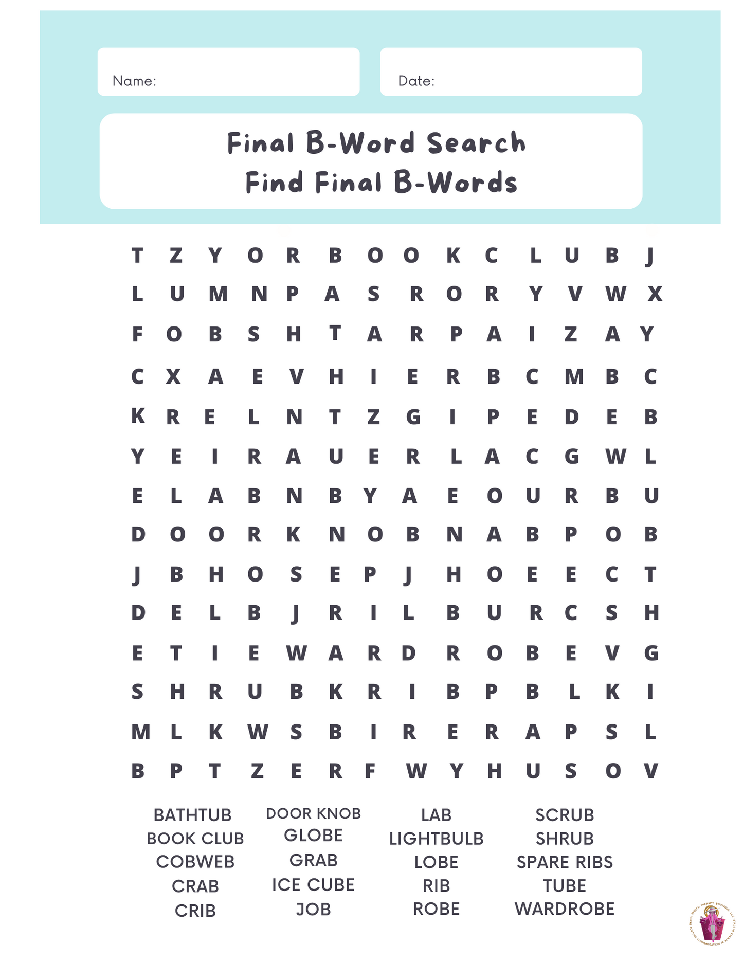 Articulation Word Search Digital Worksheets for Sounds: B, D, F, G, K, L, L-Blends, M & N