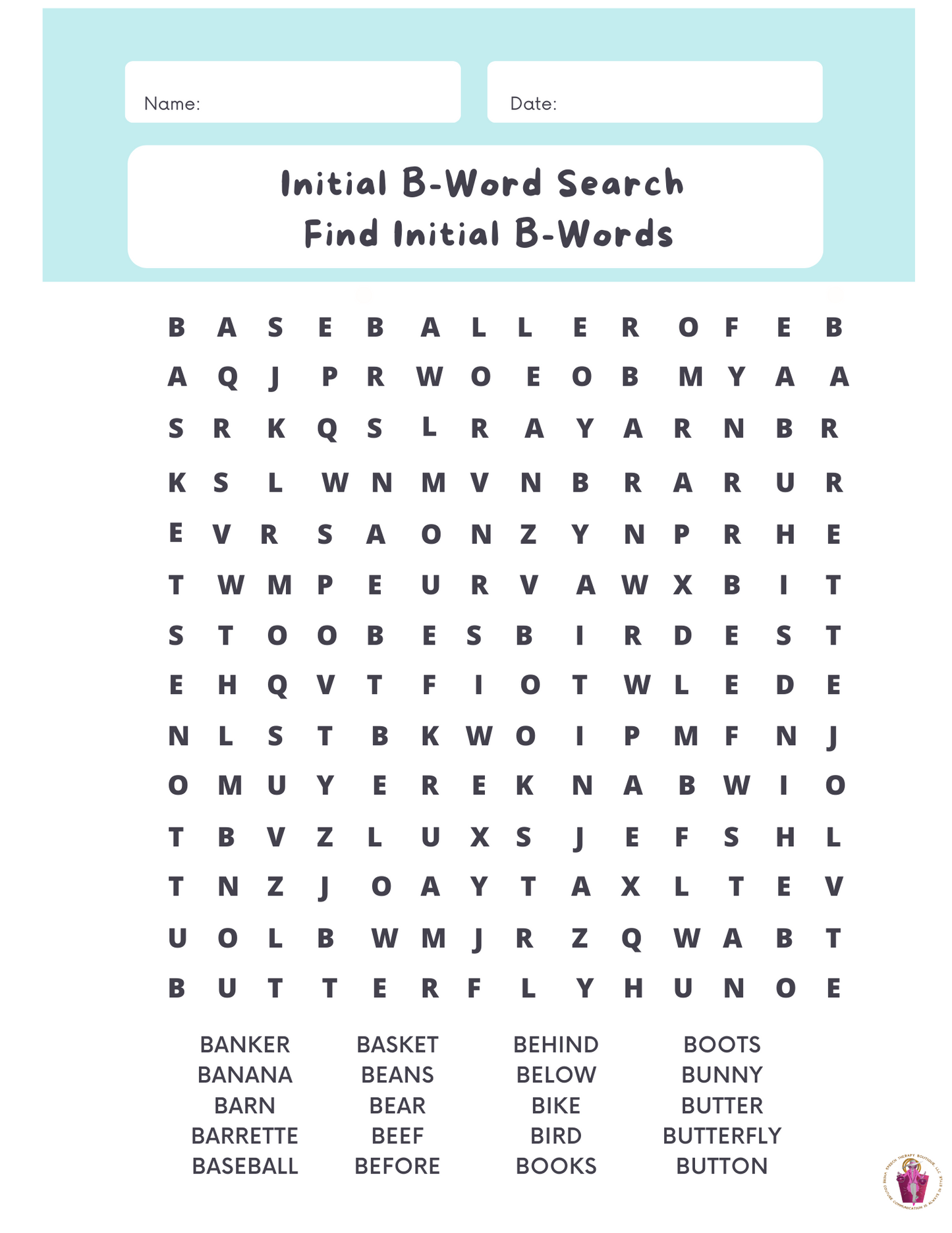 Articulation Word Search Digital Worksheets for Sounds: B, D, F, G, K, L, L-Blends, M & N