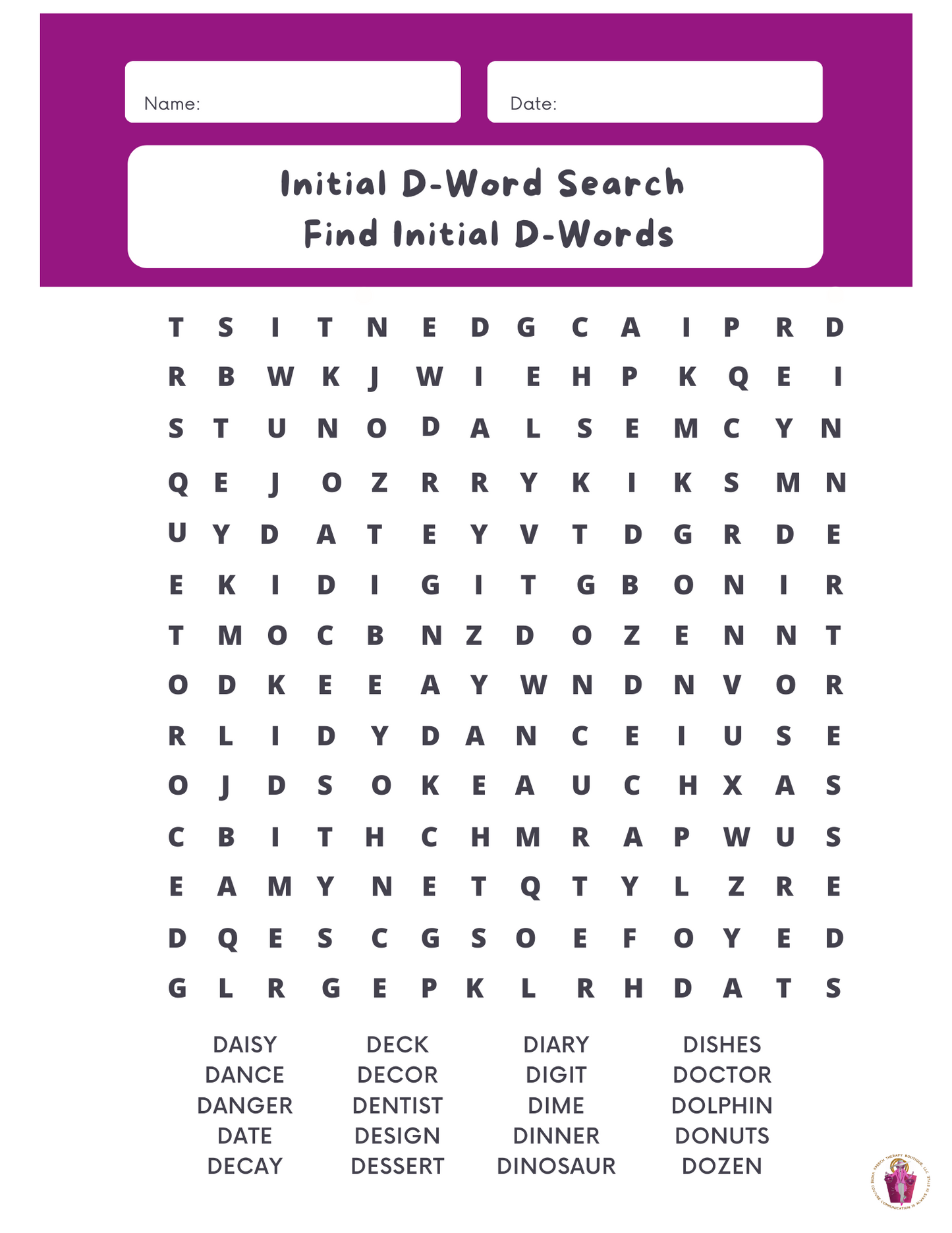 Articulation Word Search Digital Worksheets for Sounds: B, D, F, G, K, L, L-Blends, M & N