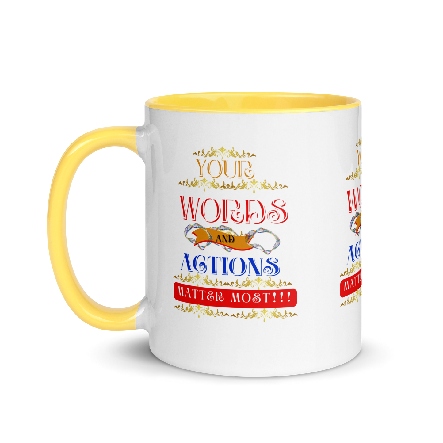 Words and Actions! Mug with Color Inside
