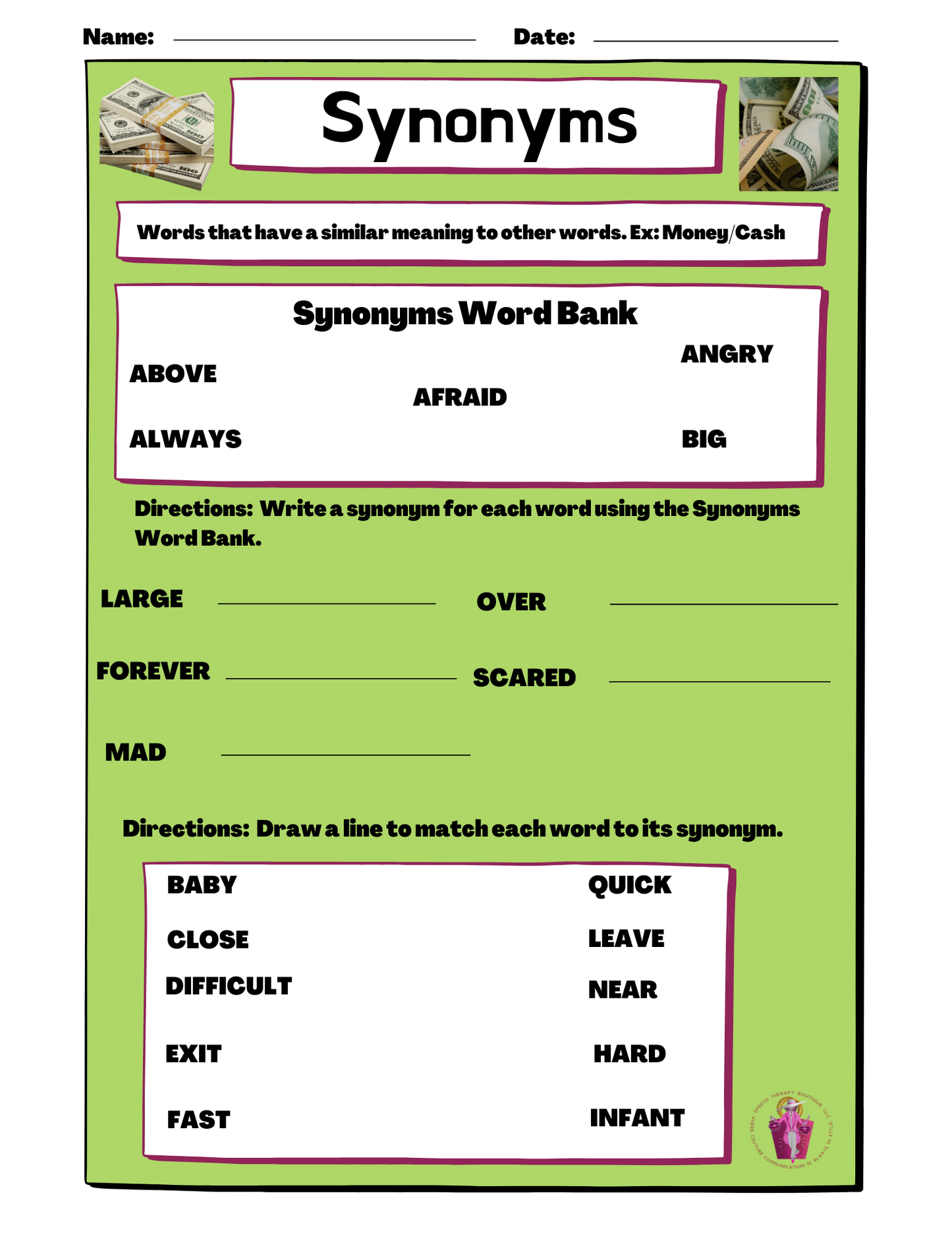 Synonyms: More of the Same Thing! (Digital Worksheets)