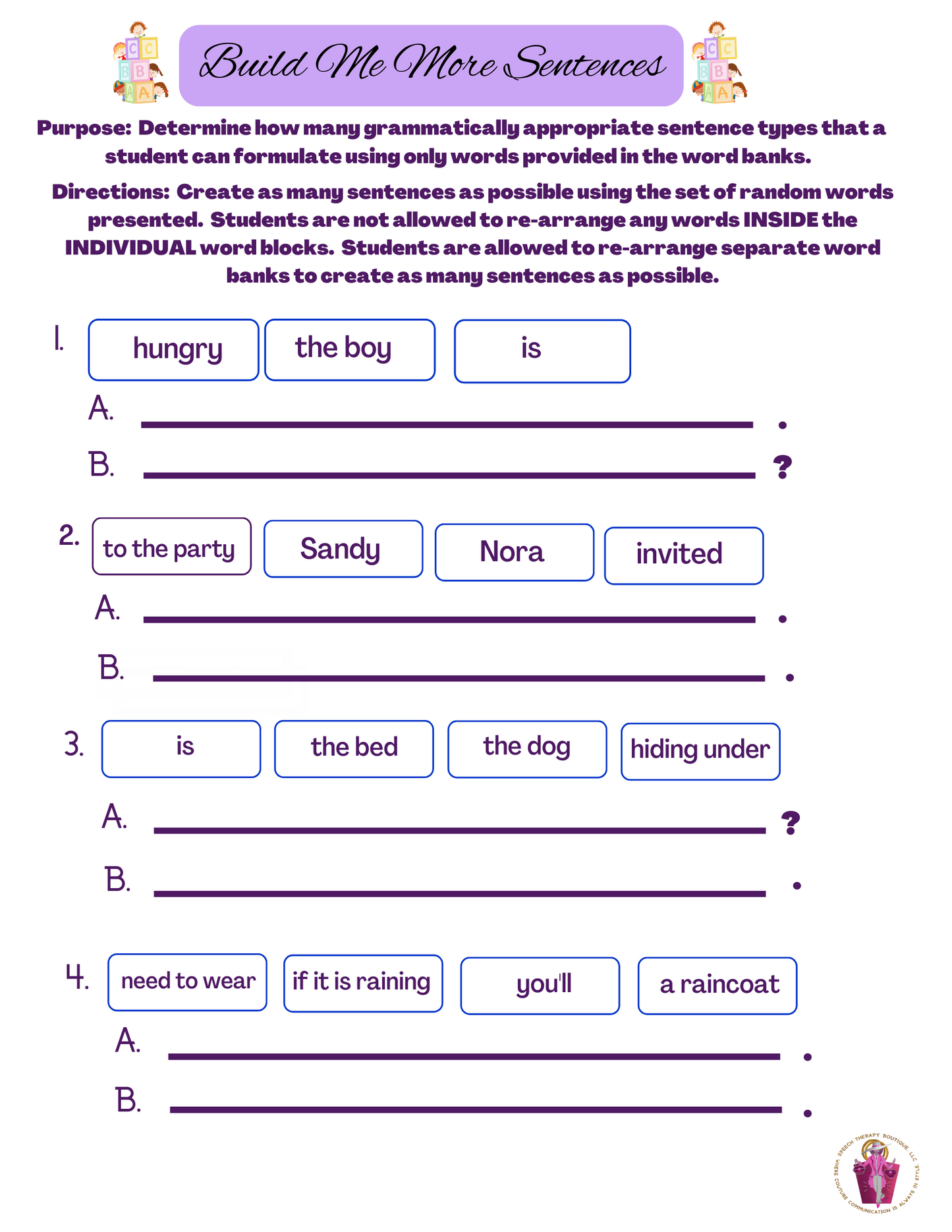 Please Build More Sentences (Digital Worksheets)