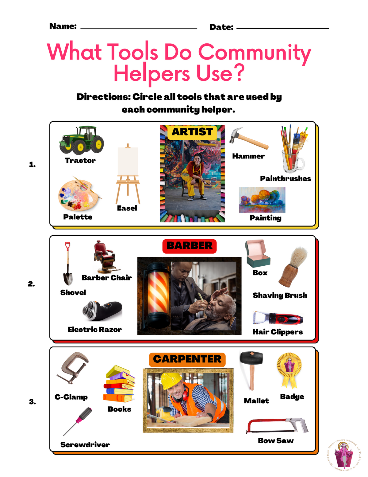 Communal Tools What Tools Do Community Helpers Use? (Digital Worksheets) – www ...