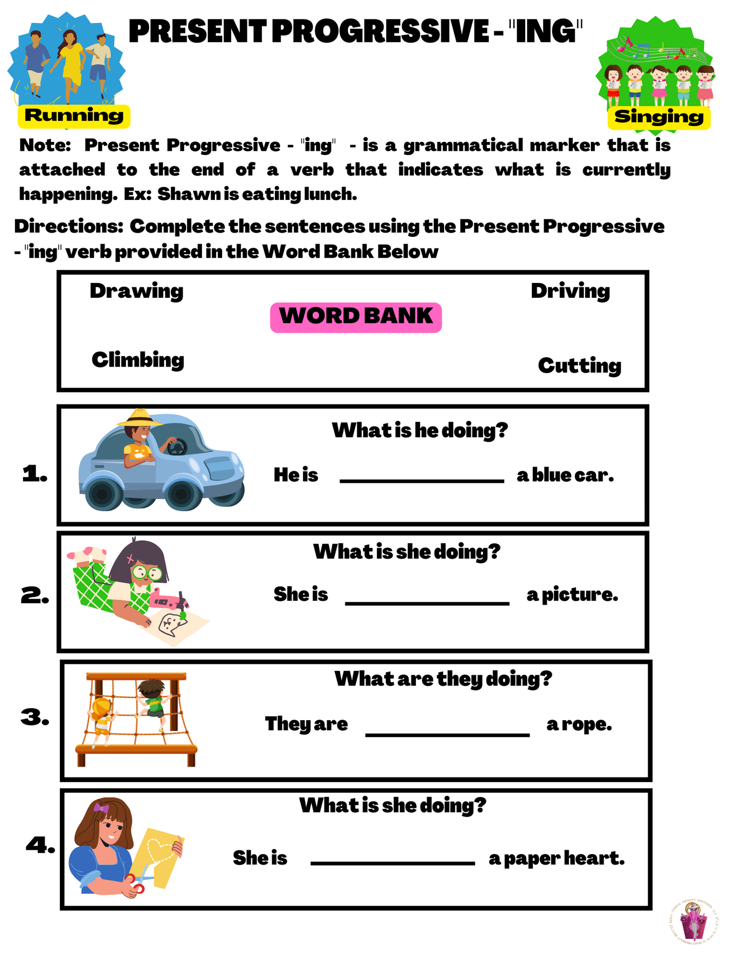 Present Progressive "ING": Connecting to Current Events! (Digital Worksheets)