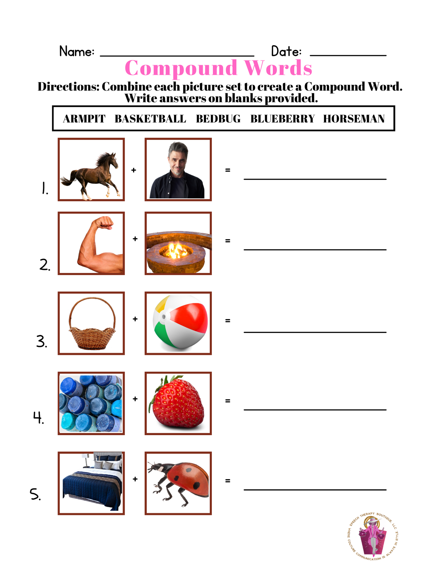 Compound Words: Let's Join Together and Make Something New! Worksheets