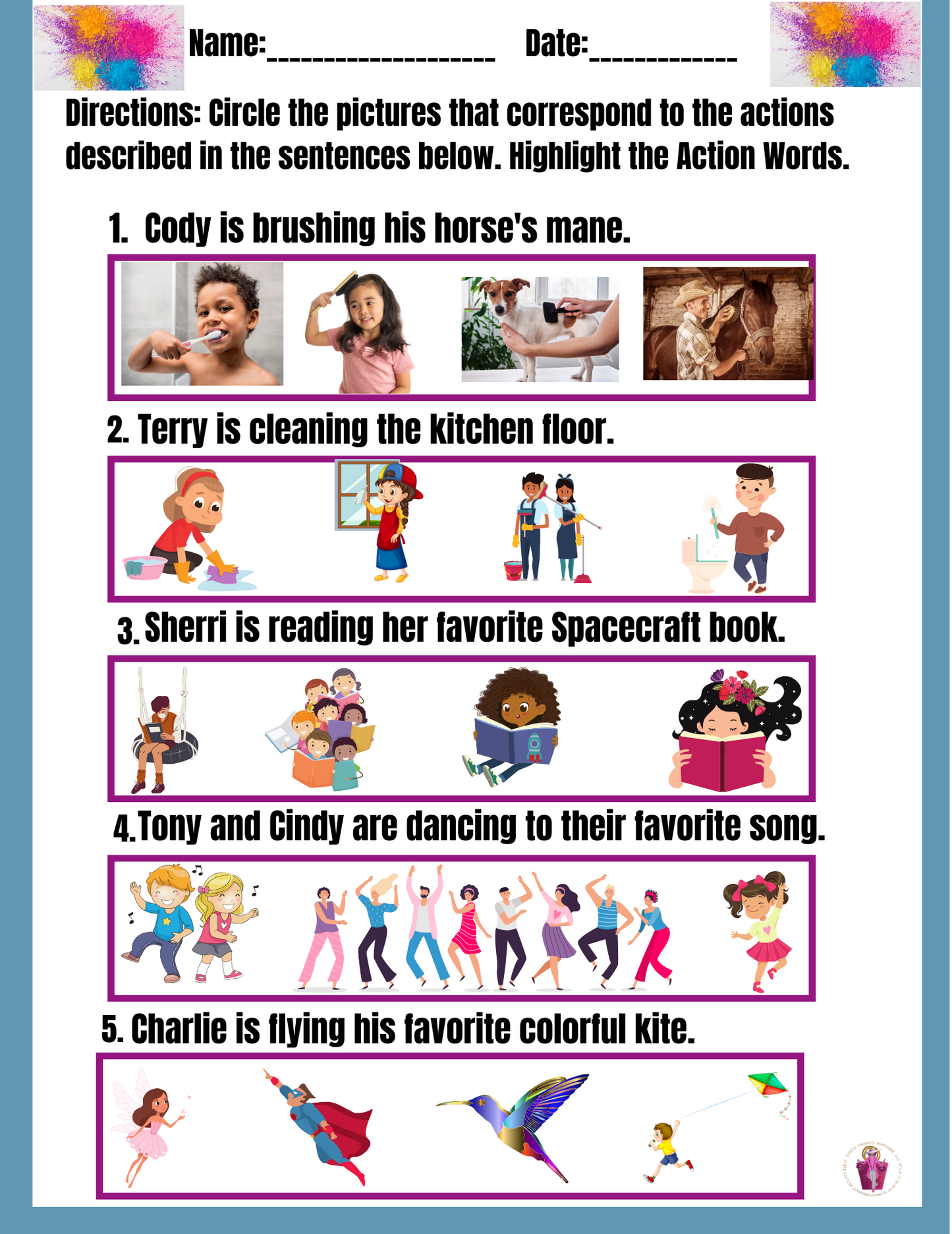Finding Actions in Pictures (Digital Worksheets)