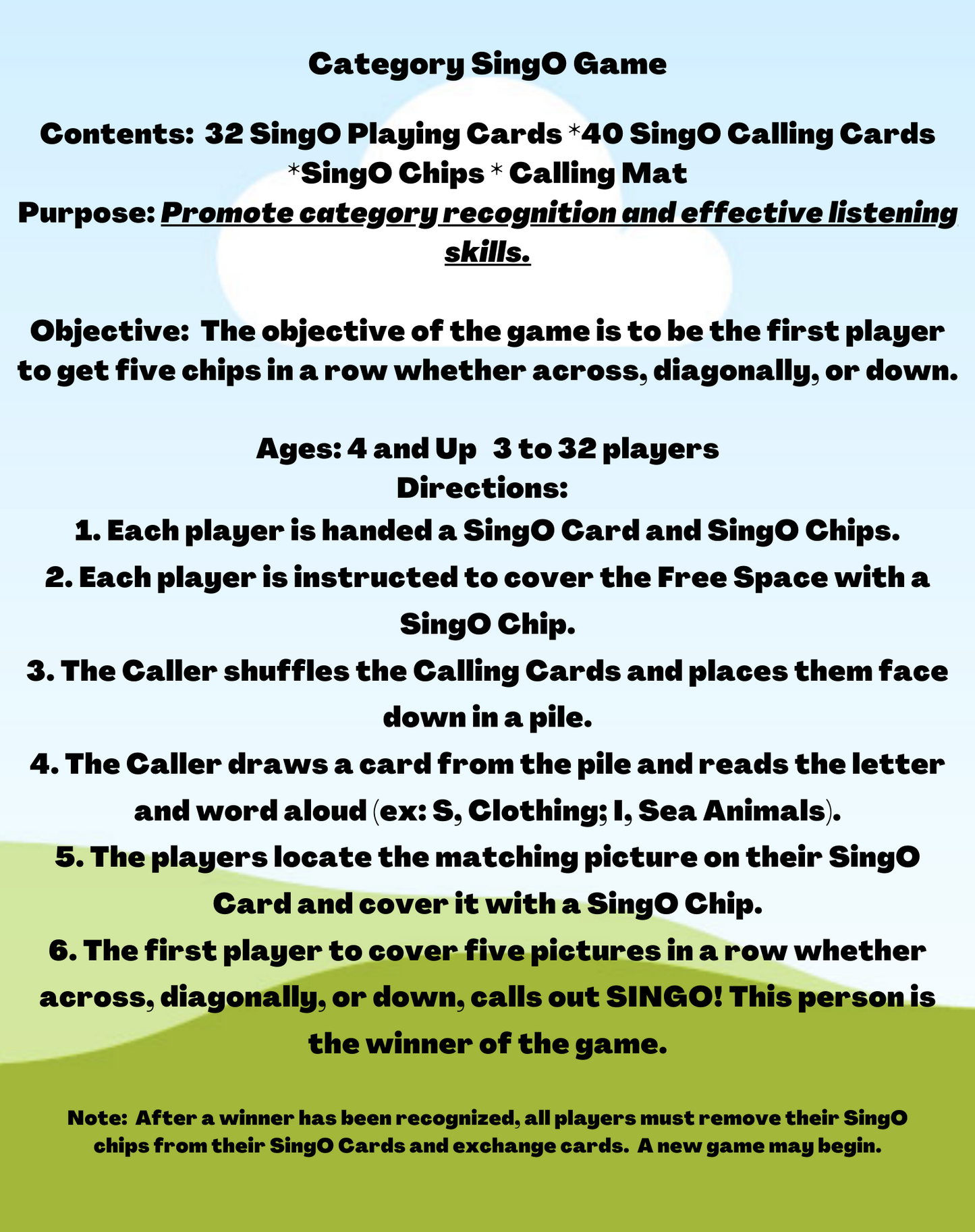 Category SingO DIGITAL BOARD GAME