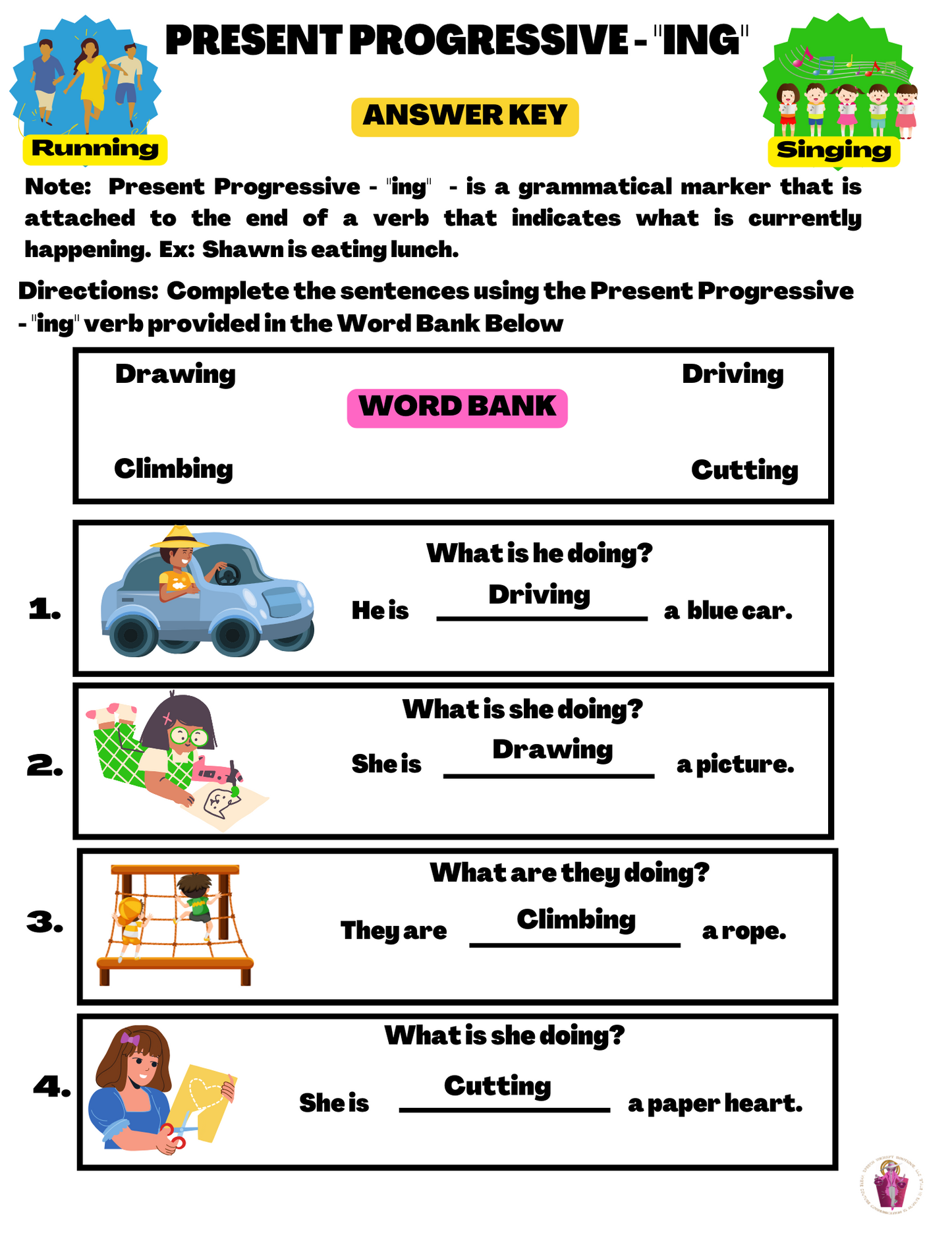 Present Progressive "ING": Connecting to Current Events! (Digital Worksheets)