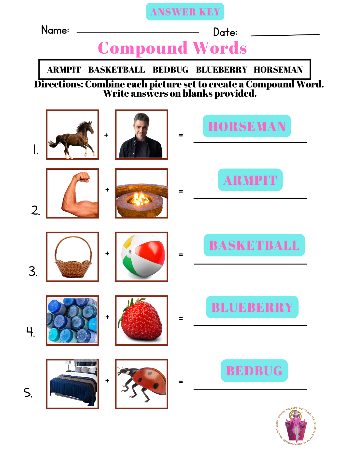 Compound Words: Let's Join Together and Make Something New! Worksheets