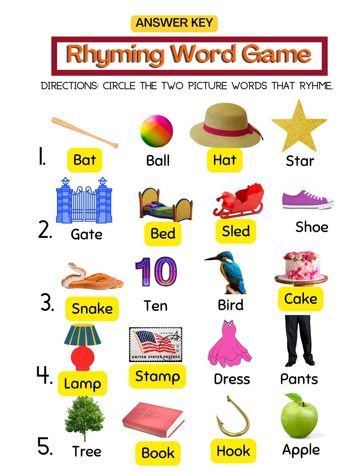 Rhyming Words: We Sound The Same In The End! (Digital Worksheets)