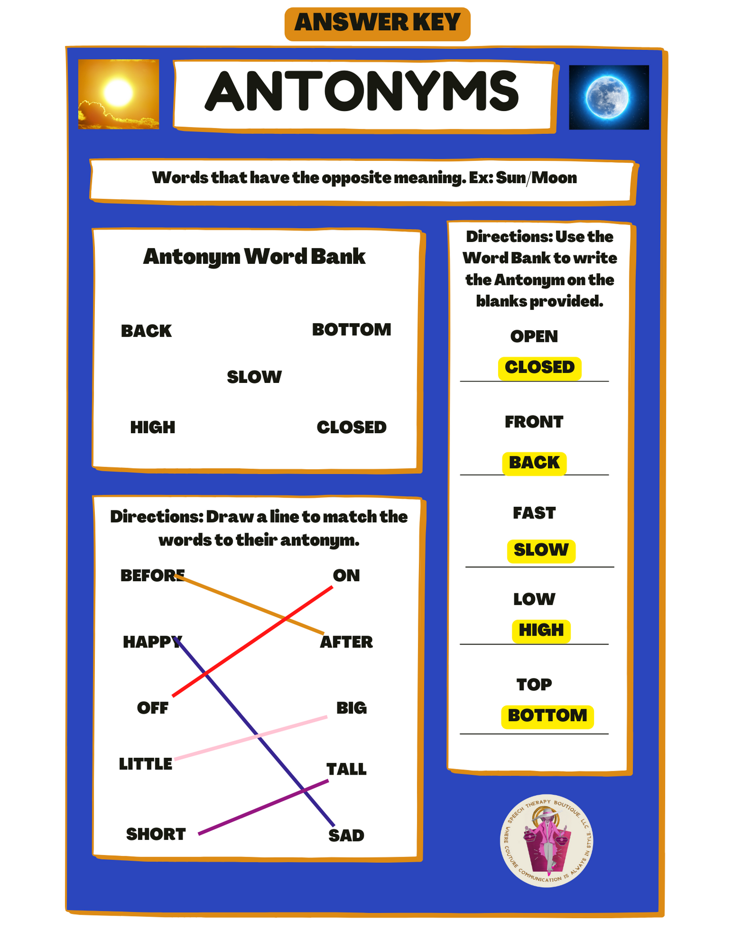 Antonyms: The World of Opposites Digital Worksheets