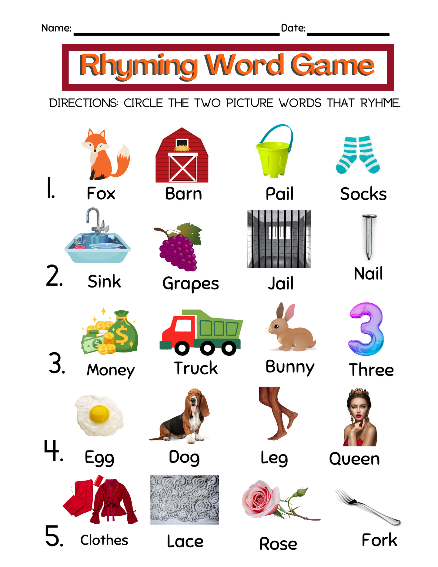 Rhyming Words: We Sound The Same In The End! (Digital Worksheets)