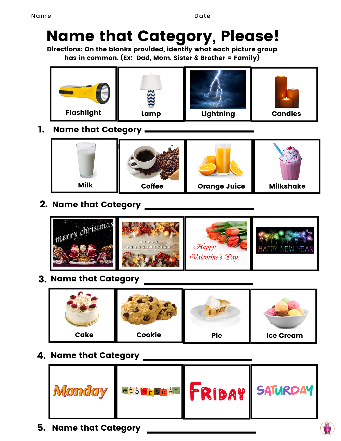 We Have Something in Common: Name That Category! (Digital Worksheets)