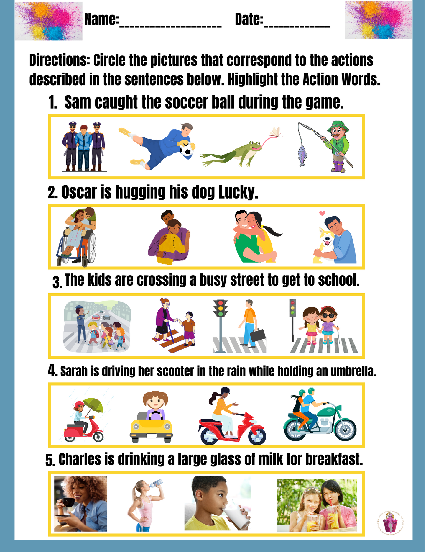 Finding Actions in Pictures (Digital Worksheets)