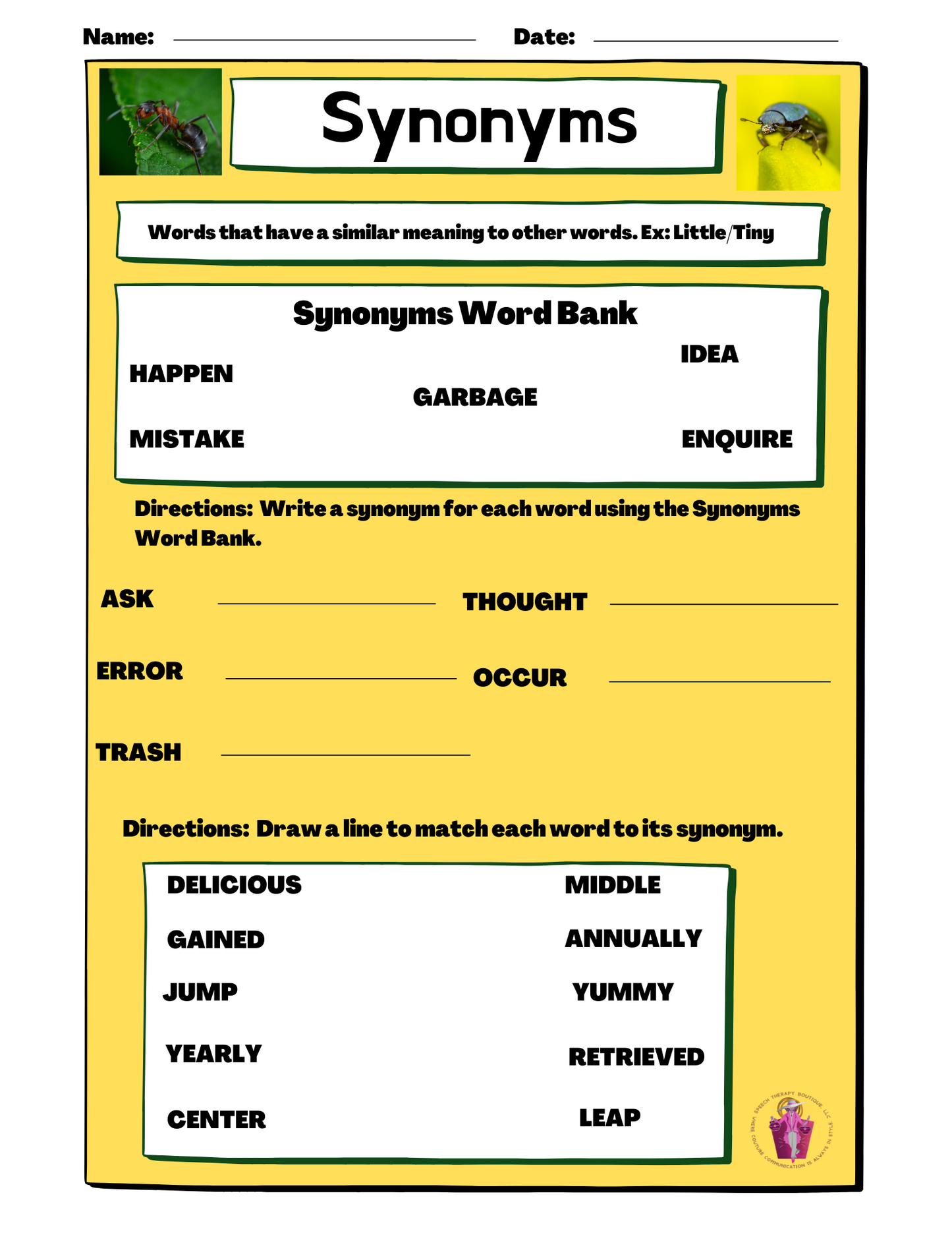 Synonyms: More of the Same Thing! (Digital Worksheets)