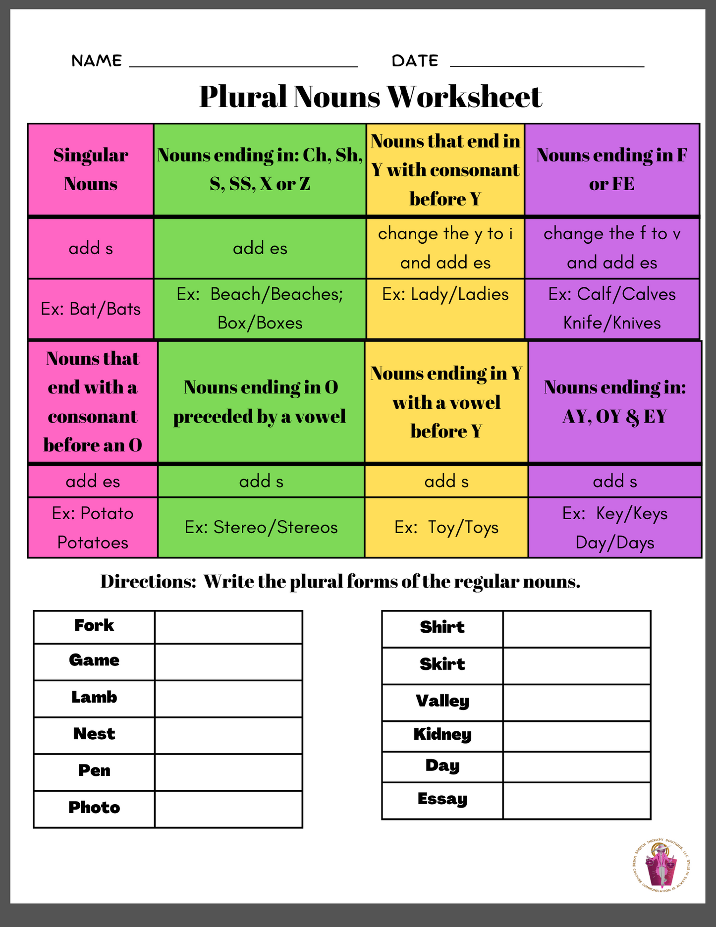 Plural Nouns: Making More Than One! (Digital Worksheets)