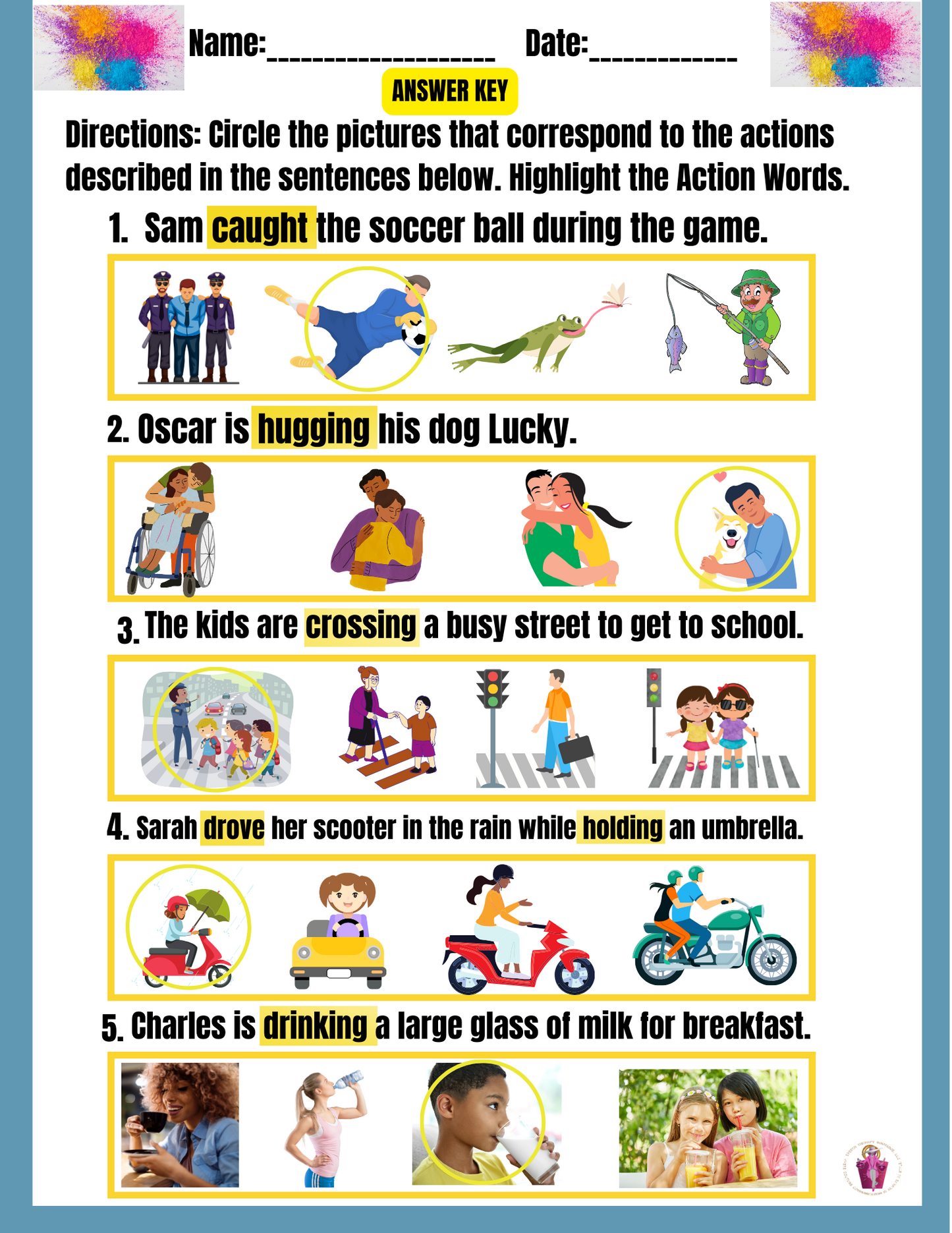 Finding Actions in Pictures (Digital Worksheets)