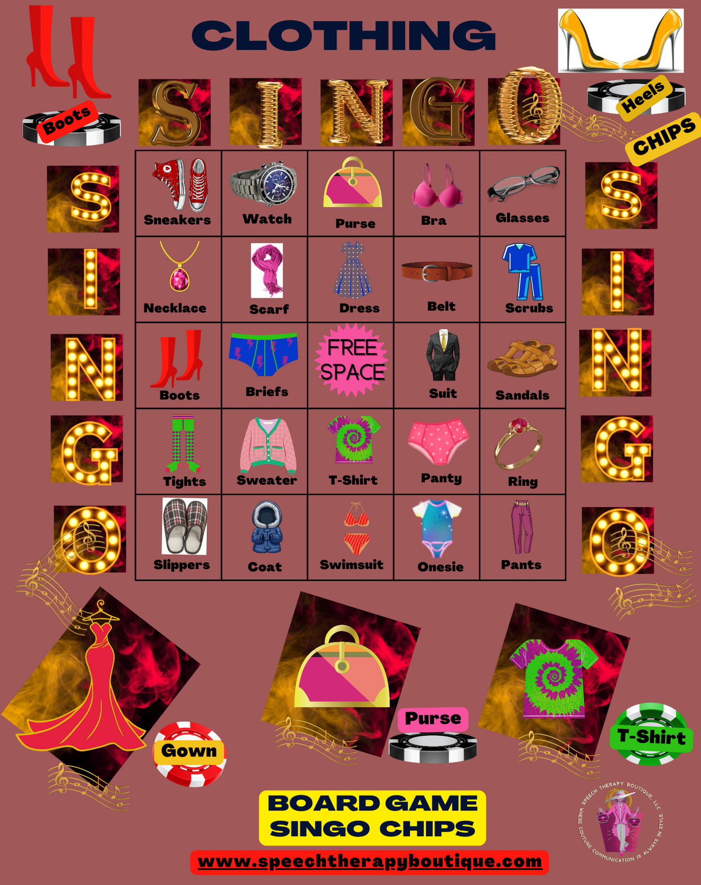 Game Chips for: Clothing SingO (Digital Board Game)