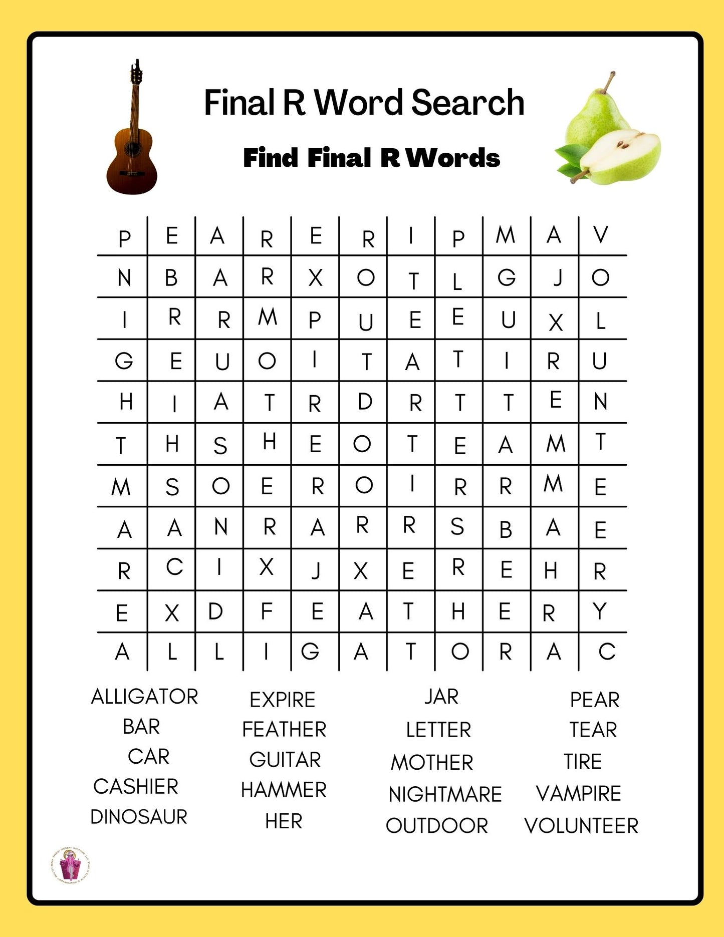 Articulation Word Search  For: P, R, R-Blends, S, S-Blends, T, V & Z Sounds