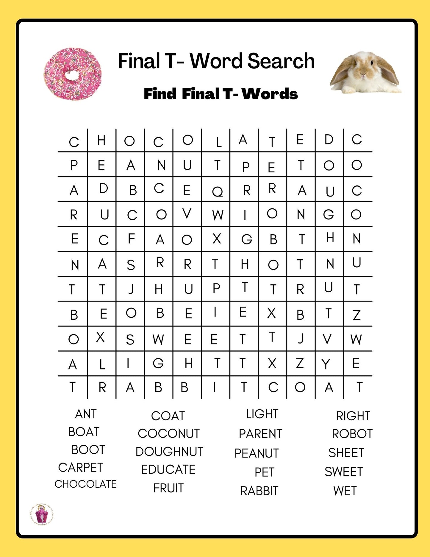 Articulation Word Search  For: P, R, R-Blends, S, S-Blends, T, V & Z Sounds