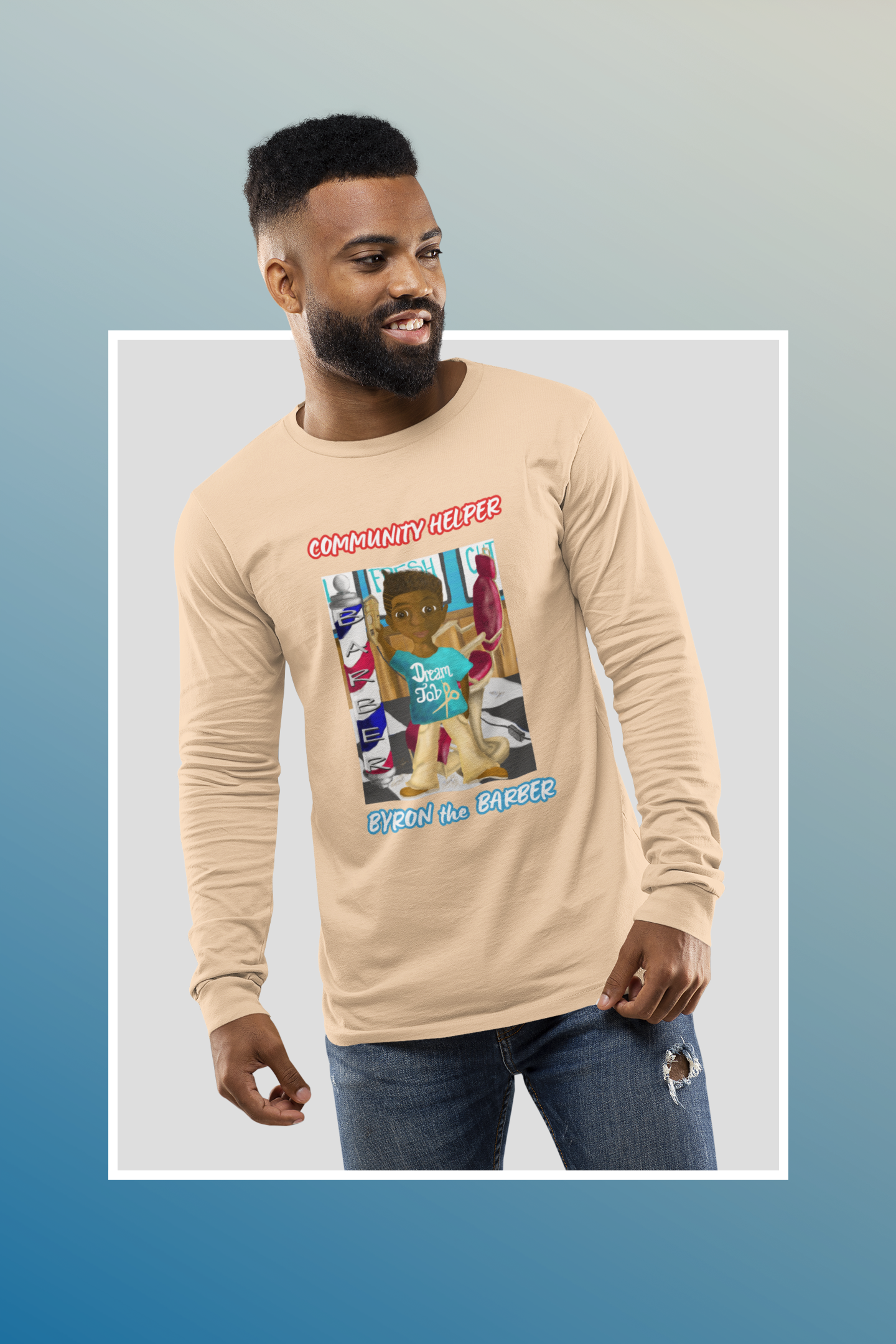 Byron the Barber (Community Helper) Unisex Long Sleeve Tee