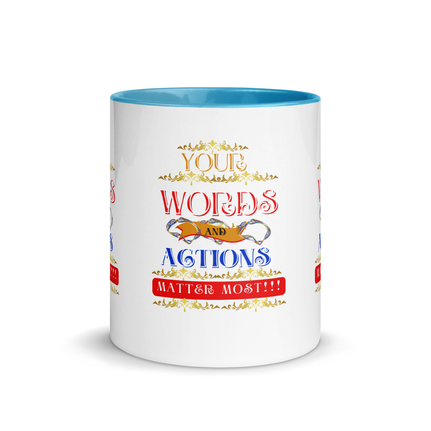 Words and Actions! Mug with Color Inside