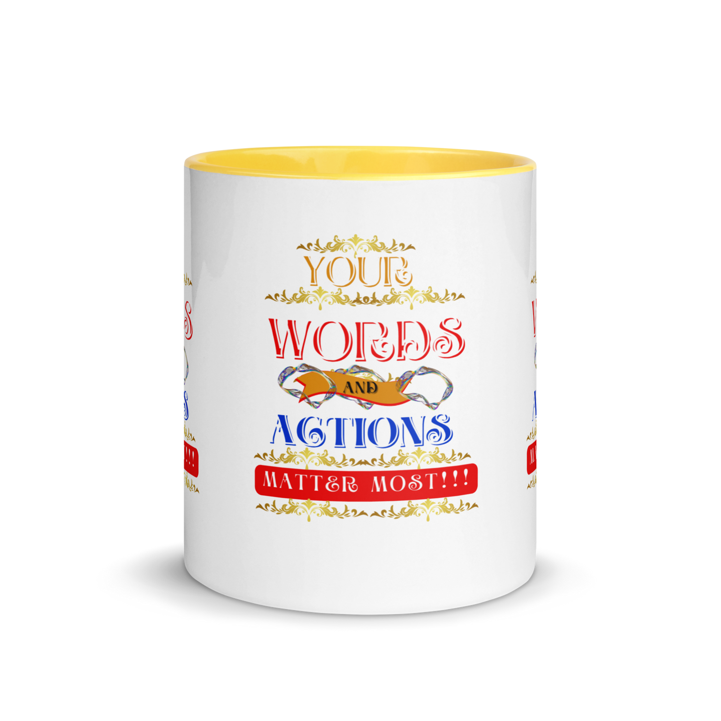 Words and Actions! Mug with Color Inside