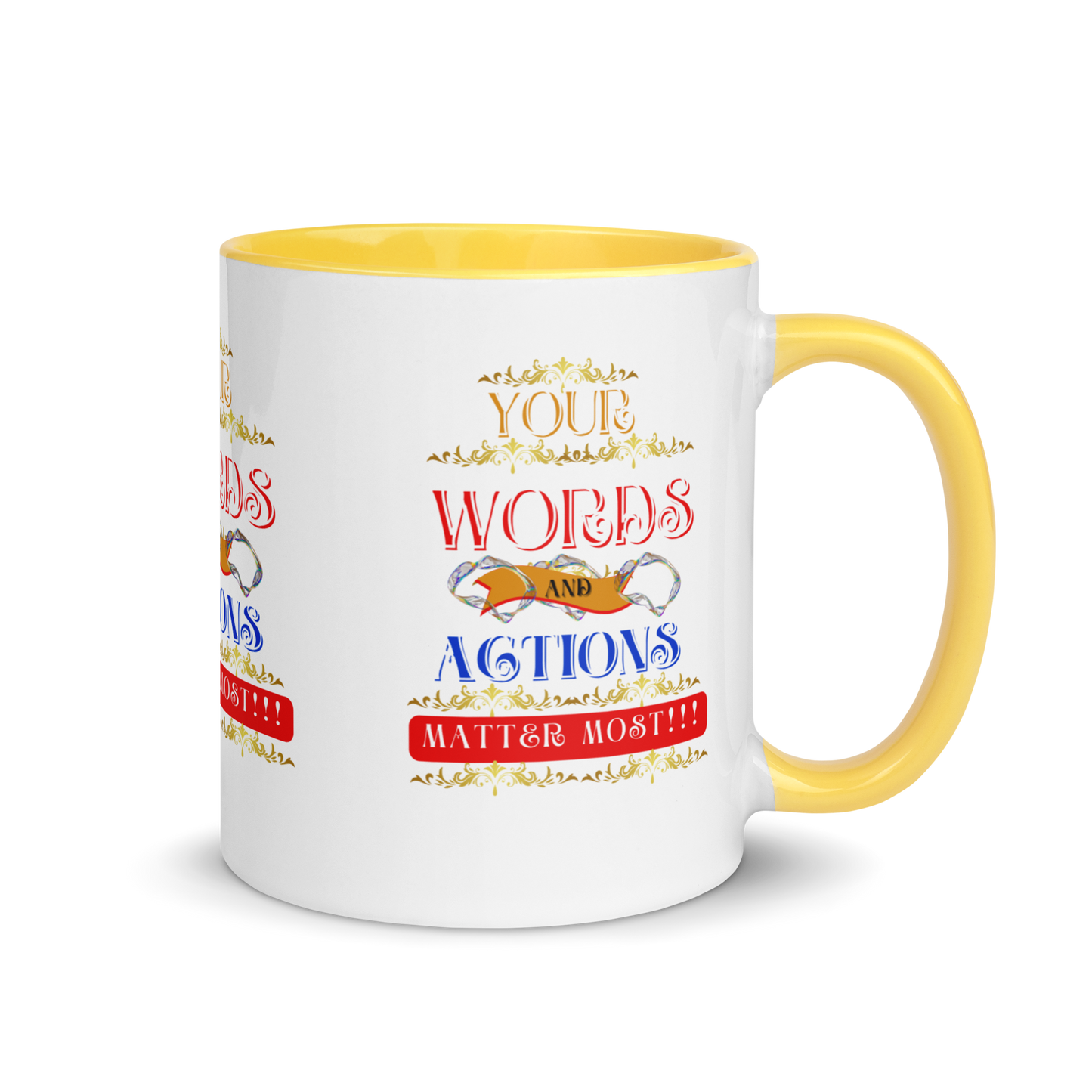 Words and Actions! Mug with Color Inside